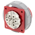 Scame Panel Mount Industrial Socket 6P+PE 32A 415V IP66 IP67 Thermoplastic Optima Seven 248.3297-7