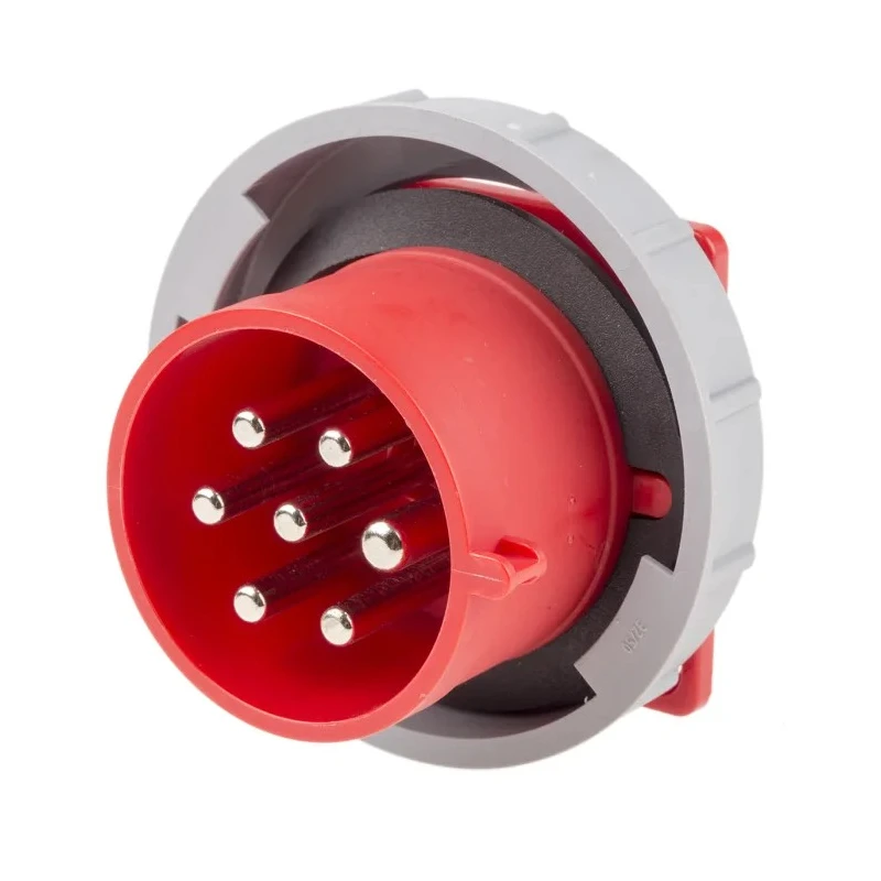 Scame Panel Mount Industrial Socket 6P+PE 32A 415V IP66 IP67 Thermoplastic Optima Seven 248.3297-7