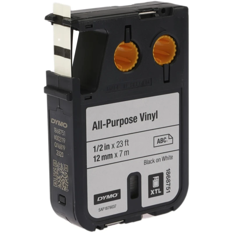Dymo XTL Black on White Label Printer Tape, 12 mm Width, 7 m Tape Length, 5.5 m Label Length 1868751