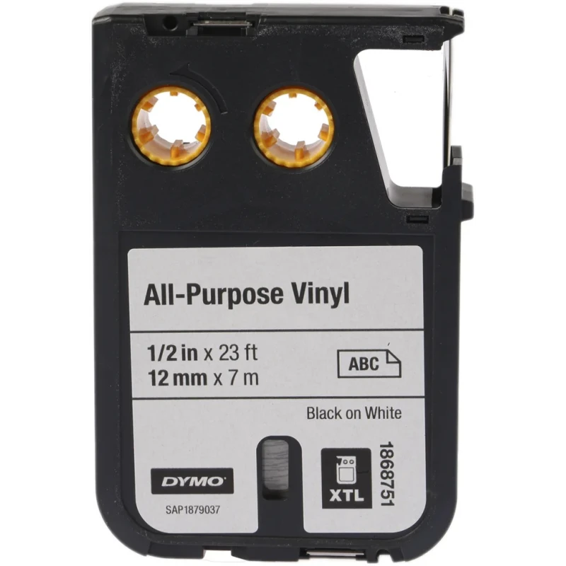 Dymo XTL Black on White Label Printer Tape, 12 mm Width, 7 m Tape Length, 5.5 m Label Length 1868751