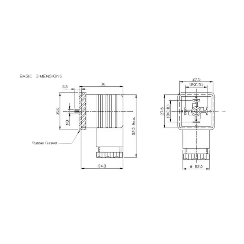 RS PRO 2+E DIN 43650 A Solenoid Connector Female, 250V AC, 10A, Tin Plated Contacts 896-2060