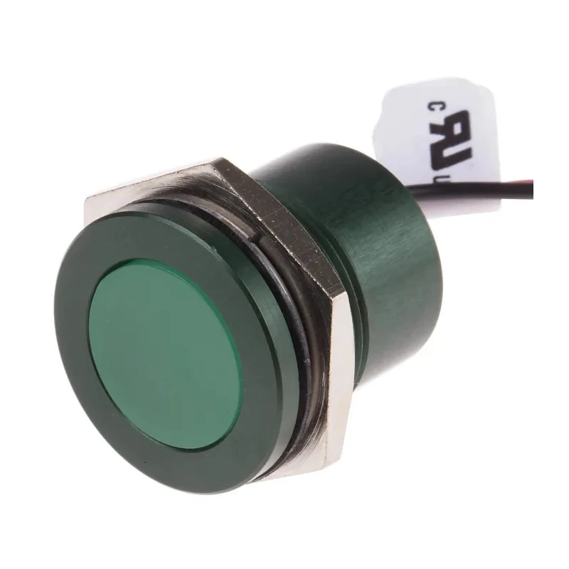 RS PRO Green Panel Mount Indicator 220V AC Lead Wire Termination IP67 Flush Bezel 898-7740