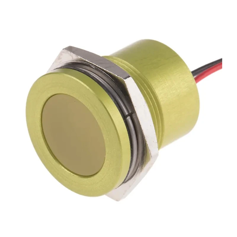RS PRO Yellow 12V Panel Mount Indicator, 40mA, Lead Wire Termination, Flush Bezel, IP67 898-7762