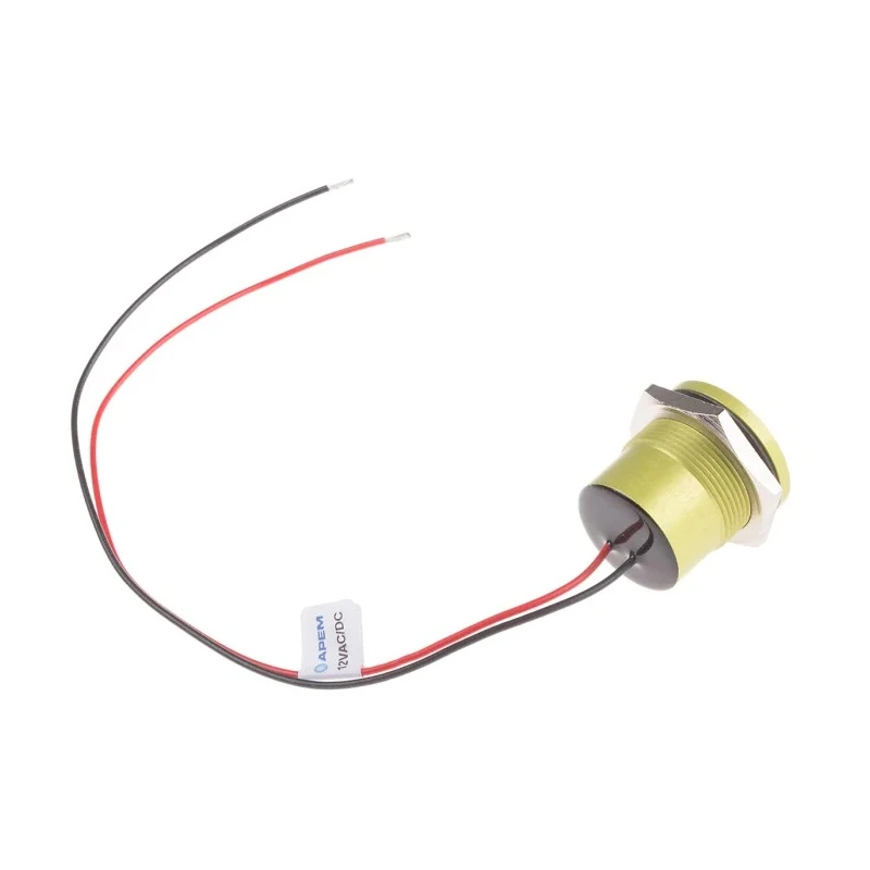 RS PRO Yellow 12V Panel Mount Indicator, 40mA, Lead Wire Termination, Flush Bezel, IP67 898-7762