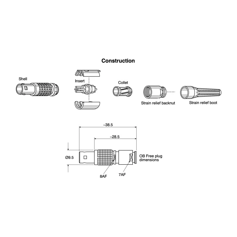 LEMO Strain Relief Boot Black Brass Accessory for Use with 0B Series GMA.0B.025.DN