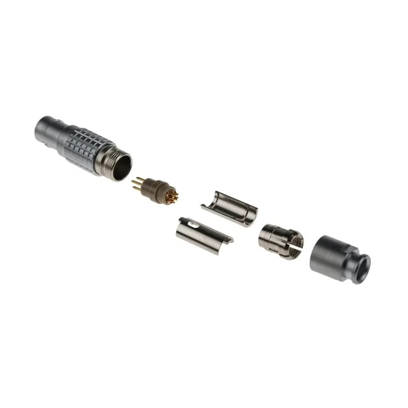 LEMO Circular Connector, 4 Contacts, Cable Mount, 12 mm, Male Plug, IP50, Brass Housing, Gold over Nickel FGG.1B.304.CLAD62Z