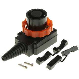 RS PRO Right Angle Cable Power Connector 8 Way Male Black Tin Plated Contacts 15A 240V AC Screw Termination 215-6414
