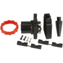 RS PRO Right Angle Cable Power Connector 8 Way Male Black Tin Plated Contacts 15A 240V AC Screw Termination 215-6414