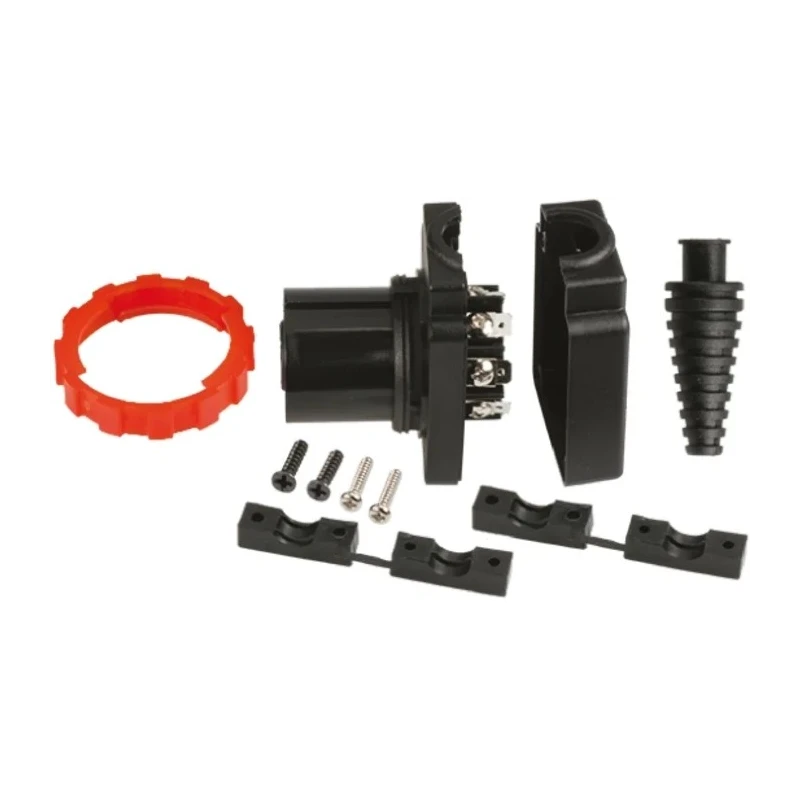 RS PRO Right Angle Cable Power Connector 8 Way Male Black Tin Plated Contacts 15A 240V AC Screw Termination 215-6414