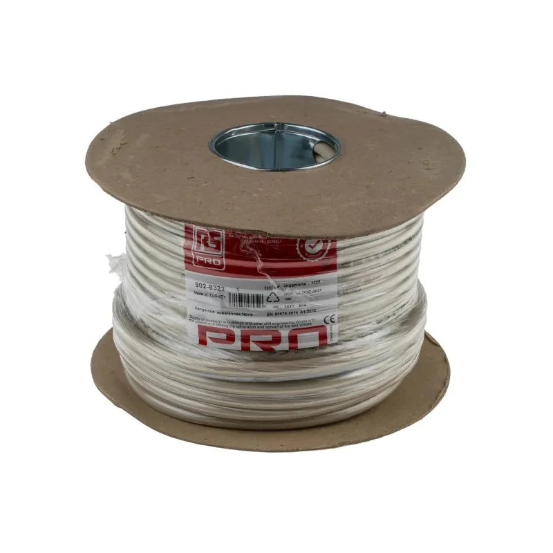 RS PRO 50 m 3 Core Grey Polyvinyl Chloride Power Cable 500V, Solid Copper Conductor, Flame Retardant 902-8322