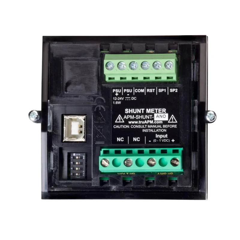 Trumeter APM Series Digital Voltmeter DC LCD Display 4-Digits 0.1% Accuracy 68mm Cutout APM-SHUNT-ANO