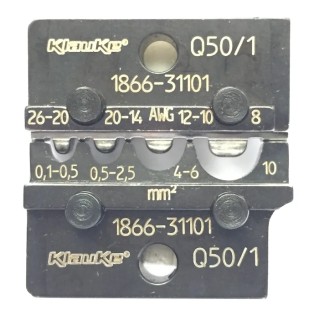 Klauke Crimp Die Set, 4 Ports, Uninsulated, Black, Compatible with Copper Solderless Terminals DIN 46234, Pin Q50/1