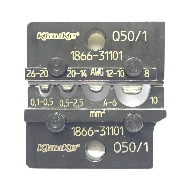 Klauke Crimp Die Set, 4 Ports, Uninsulated, Black, Compatible with Copper Solderless Terminals DIN 46234, Pin Q50/1
