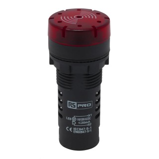 RS PRO Panel Mount Red LED Pilot Light LEDtec 22 mm Cutout 120 V AC/DC IP30 Round 909-2550