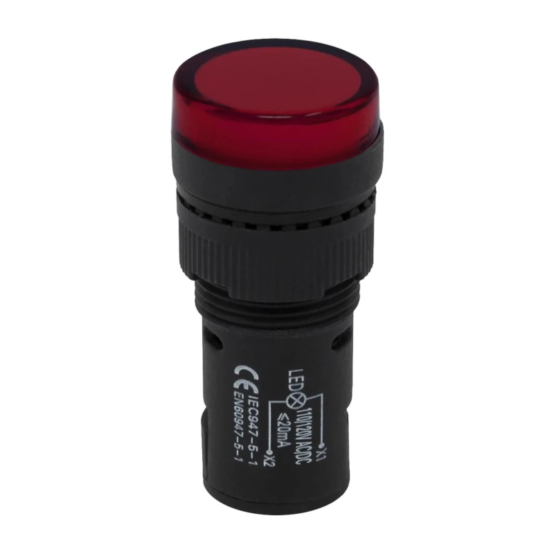 RS PRO Panel Mount Red LED Pilot Light 16 mm Cutout, 120 V AC/DC, IP40, Round LEDtec16