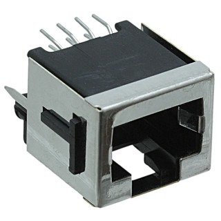 TE Connectivity 100616 Series RJ45 Connector Female Through Hole Cat3 Shielded Vertical 1 Port 8 Way RJ45
