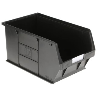 RS PRO Polypropylene Storage Bin, 350 mm x 205 mm x 182 mm, Black 909-6912