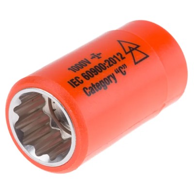 ITL Insulated Tools Ltd 1/2 in Drive 17 mm 12 Point Square Socket VDE 1000V Approved 27mm Overall Length 911-1430