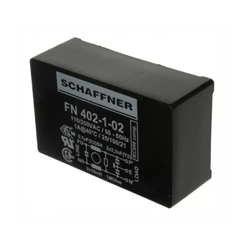 Schaffner Single-Phase PCB EMI Filter 1A 250V AC 400Hz Pin Termination FN402