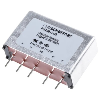 Schaffner Single-Phase PCB EMC Filter 250V AC 1A 400Hz 100nF Capacitance 12mH Inductance FN406