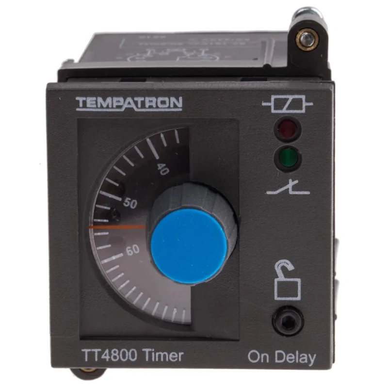 Tempatron DIN Rail Timer Relay 2-Contact 110V AC 6 s to 6 h, 1-Function, DPDT Switch Configuration TT4801
