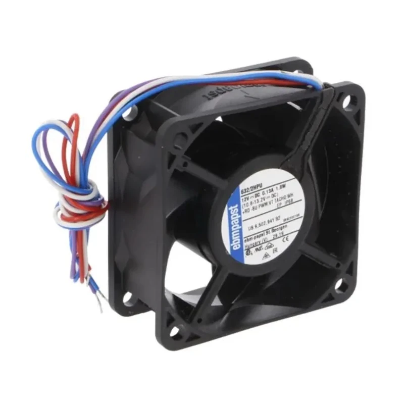 ebm-papst 630 Series Axial Fan, 12V DC, 44 m³/h Air Flow, 1.6 W, 0.12 A Max, Rating, 60 mm Height, 25.4 mm Width & IP68