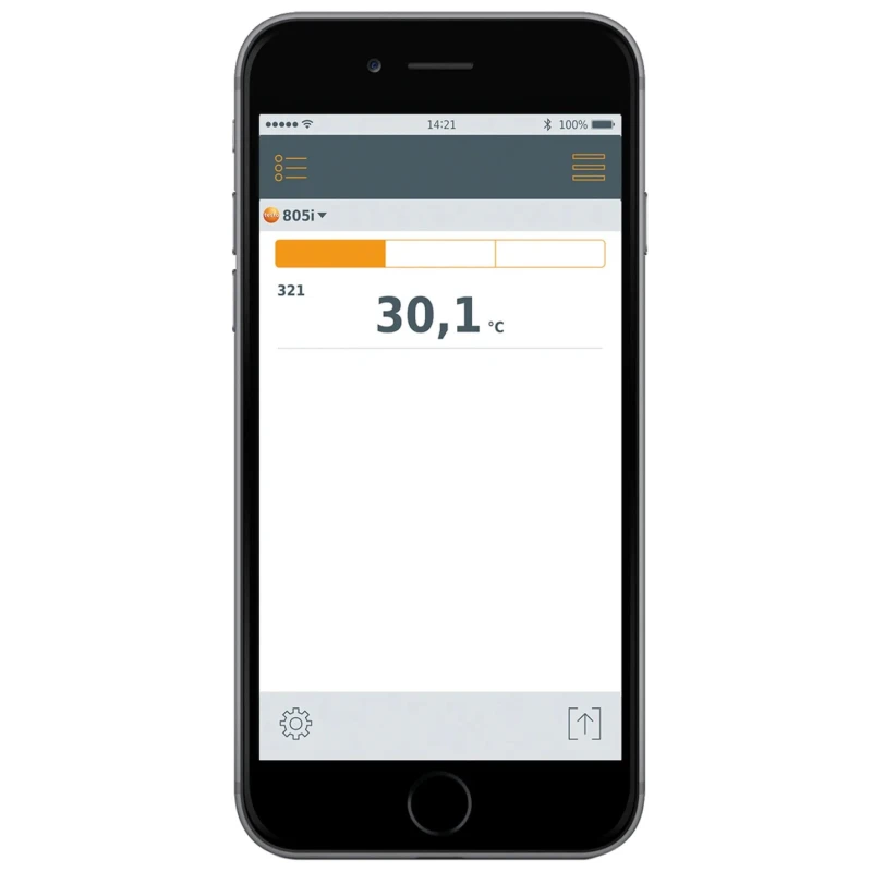 Testo Bluetooth Infrared Thermometer Model , Temperature Range -30 °C to 250 °C, ±2.5°C Accuracy, 10:1 Optics, AAA 0560 1805