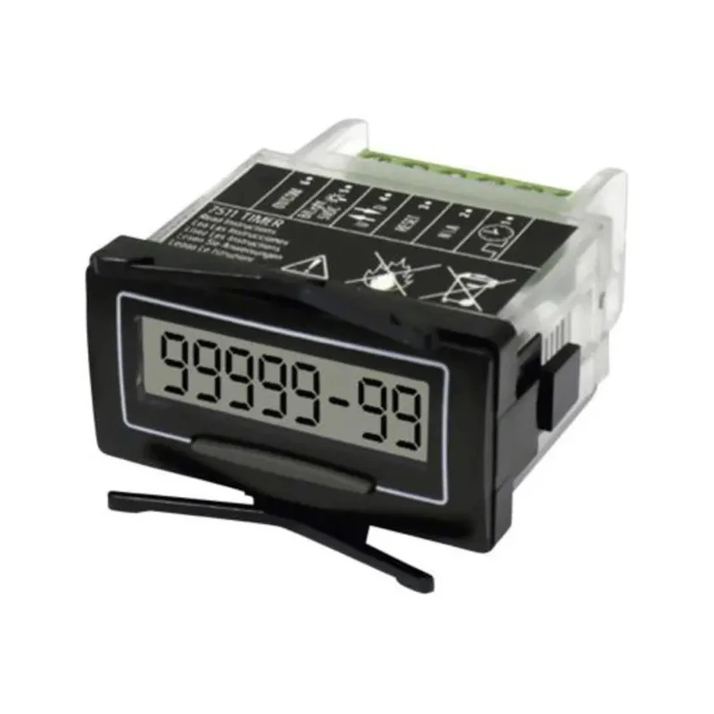 Trumeter Self-Powered 8-Digit LCD Panel Mount Timer 240V AC with 10-Year Battery Life 7511