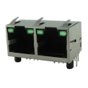 Amphenol Communications Solutions RJ45 Connector Female PCB Unshielded Right Angle 2 Port 8 Way RJE39