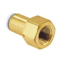 SMC Pneumatic Fitting 4mm Push-in, Female Connector 1/4 in G Thread Brass Material KQ2F04-G02A