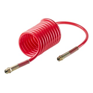 RS PRO 2 m Red Polyurethane Recoil Hose 12mm OD, 3/8 BSPT Press In Swivel Coupling, 10 bar, -20 to 65 °C 917-2460