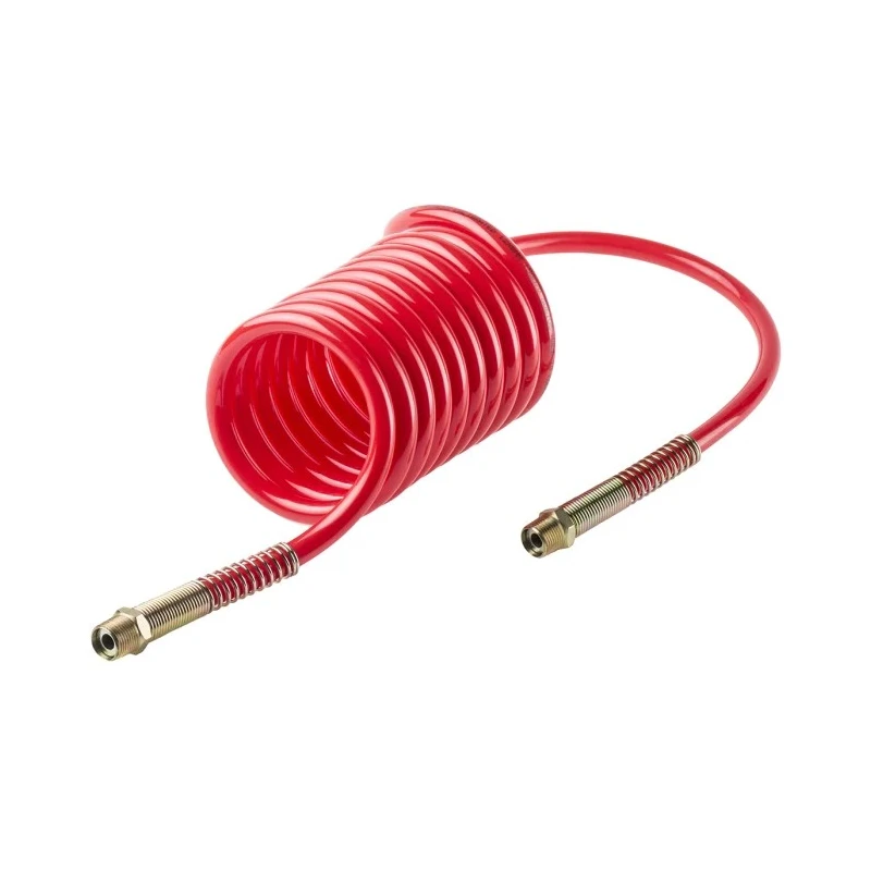 RS PRO 2 m Red Polyurethane Recoil Hose 12mm OD, 3/8 BSPT Press In Swivel Coupling, 10 bar, -20 to 65 °C 917-2460