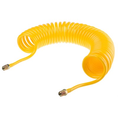 RS PRO Polyamide Recoil Hose 4 m Length 5 mm ID 8 mm OD Yellow, Max Operating Temp 80°C Model 917-2488