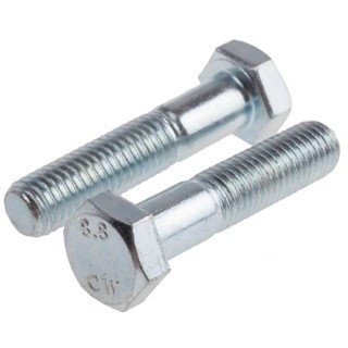 RS PRO Bright Zinc Plated Steel Hex Bolt M12 x 55 mm 8.8 Grade DIN 931 917-3208