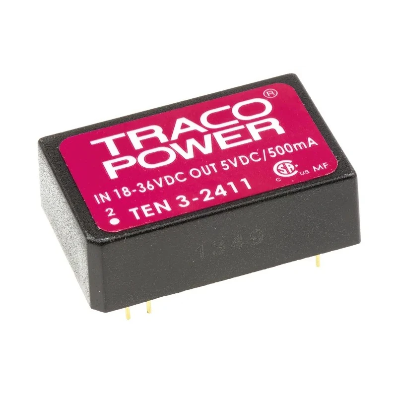 TRACOPOWER TEN 3-2411 DC/DC Converter 5V DC 500mA 18-36V DC Input 2.5W Surface Mount PCB 85°C Max -40°C Min
