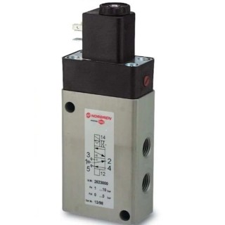 Norgren Pneumatic Solenoid Valve 5/2 Solenoid/Spring, Aluminium Body, 24V DC 5W Power 2623000303002400