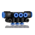 SMC Pneumatic Manifold Fitting 6 Outlet Ports, 1 Inlet Port, Polybutylene Terephthalate Material, Max Pressure KM11-04-08-6