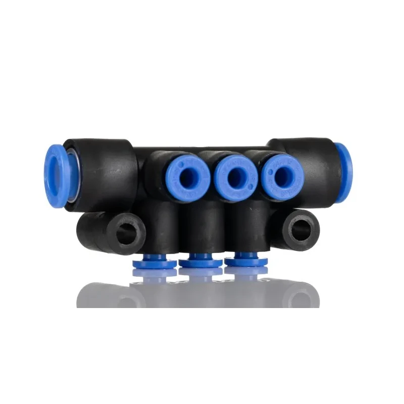 SMC Pneumatic Manifold Fitting 6 Outlet Ports, 1 Inlet Port, Polybutylene Terephthalate Material, Max Pressure KM11-04-08-6
