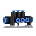 SMC Pneumatic Manifold Fitting 6 Outlet Ports, 1 Inlet Port, Polybutylene Terephthalate Material, Max Pressure KM11-04-08-6