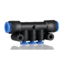 SMC Pneumatic Manifold Fitting 6 Outlet Ports, 1 Inlet Port, Polybutylene Terephthalate Material, Max Pressure KM11-04-08-6