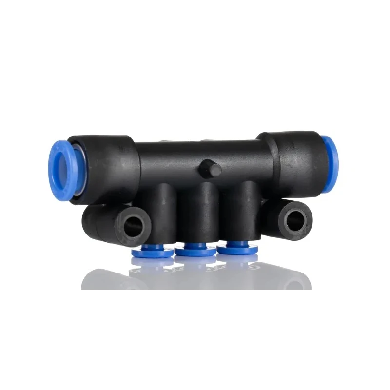 SMC Pneumatic Manifold Fitting 6 Outlet Ports, 1 Inlet Port, Polybutylene Terephthalate Material, Max Pressure KM11-04-08-6