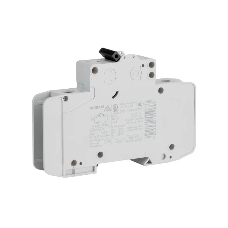 Eaton xEffect Miniature Circuit Breaker 1-Pole 25A Type C Thermal-Magnetic Trip 415V AC 48V DC 10 kA 102092 FAZ-C25/1-NA