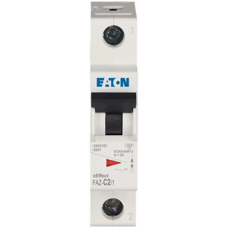 Eaton xEffect FAZ Miniature Circuit Breaker, 1-Pole, 2A, Type C, 240V AC, 48V DC, 10 kA Breaking Capacity 278549 FAZ-C2/1