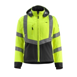 Mascot Workwear Black, Green, White, Yellow Men's Hi Vis Softshell Jacket Size S 15502-246-1709 S