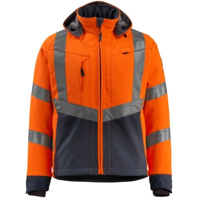 Mascot Workwear Men's Hi Vis Softshell Jacket BLACKPOOL Navy, Orange Size M 15502-246-14010 M
