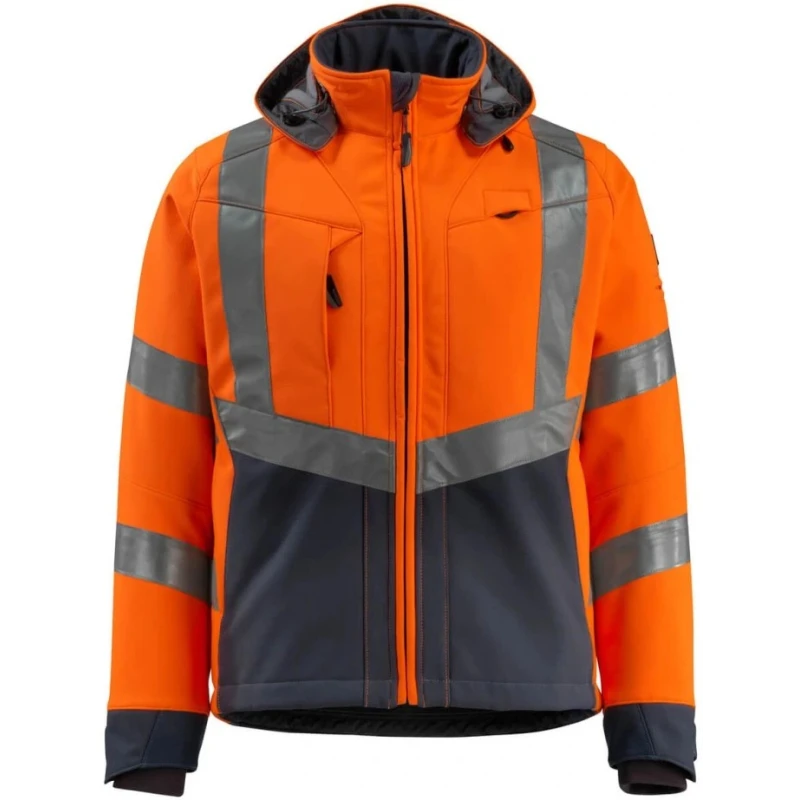 Mascot Workwear Men's Hi Vis Softshell Jacket BLACKPOOL Navy, Orange Size M 15502-246-14010 M