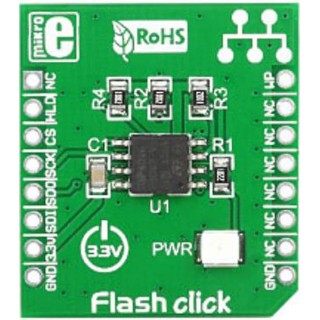 MikroElektronika Flash Click Serial Flash Add On Board for MikroBus 8MB Memory MIKROE-1199