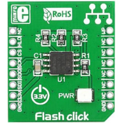 MikroElektronika Flash Click Serial Flash Add On Board for MikroBus 8MB Memory MIKROE-1199