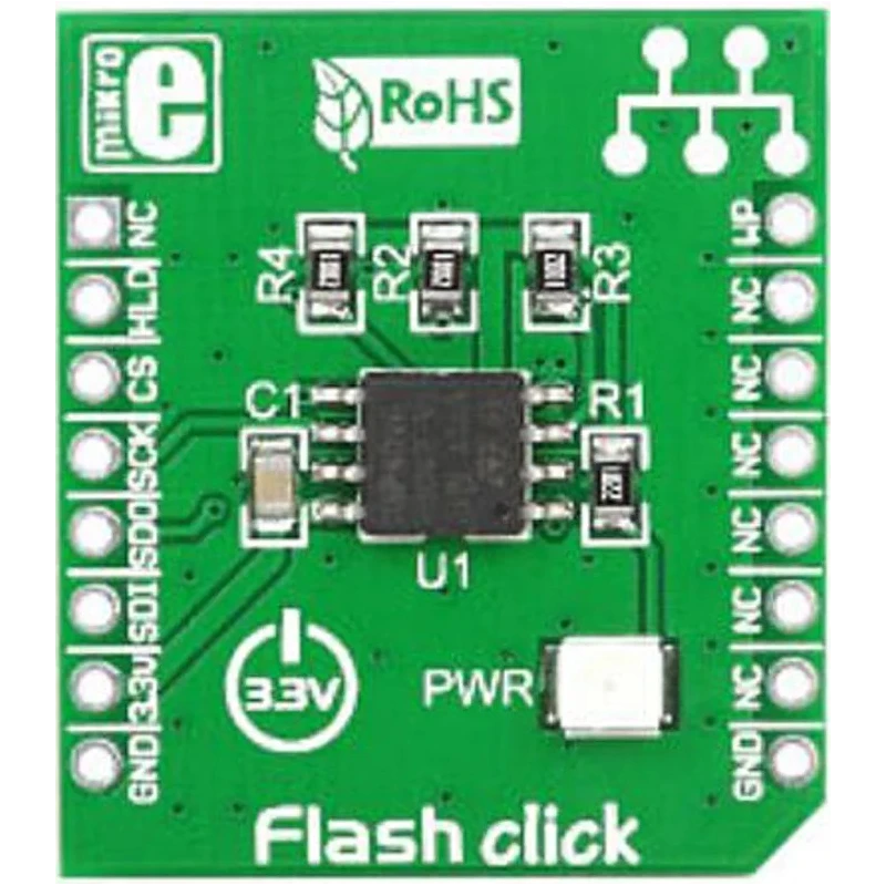 MikroElektronika Flash Click Serial Flash Add On Board for MikroBus 8MB Memory MIKROE-1199