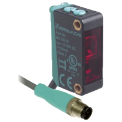 Pepperl + Fuchs Retroreflective Photoelectric Sensor, Block Style, 5 Meter Detection Range, PNP Output ML100-55/103/115b